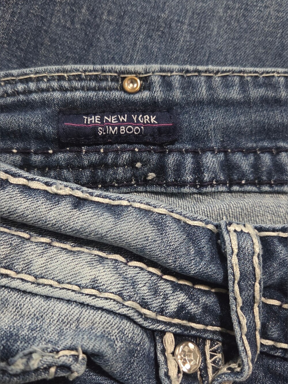 Vigoss New York Slim Boot Cut Women's Jeans in Washed Blue Denim Plus Size 24 - Picture 8 of 11